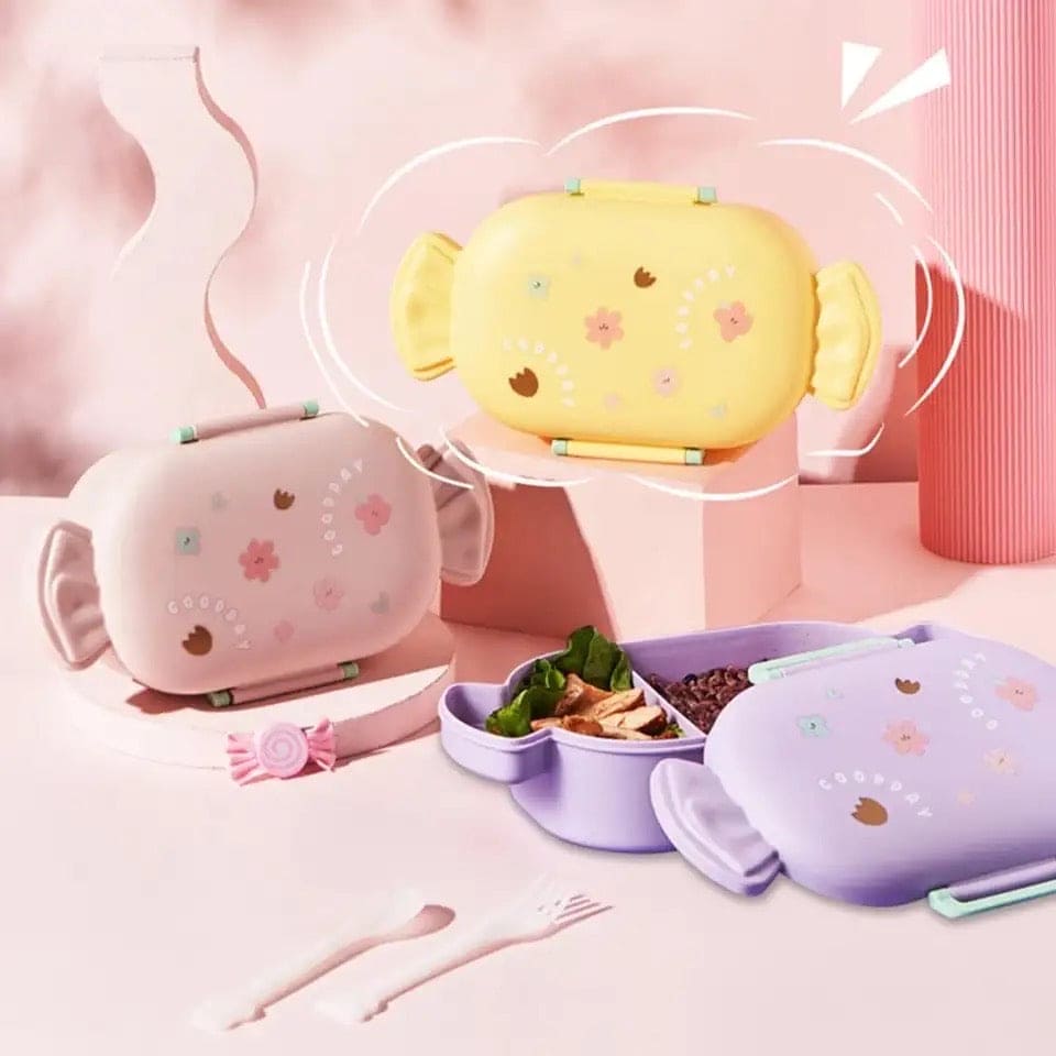 Candy Shaped Lunch Box, 2 Compartment Cute Lunch Container, Food Grade Plastic Lunch Box, Portable Hermetic Bento Box Candy Shaped Lunch Box, 2 Compartment Cute Lunch Container, Food Grade Plastic Lunch Box, Portable Hermetic Bento Box